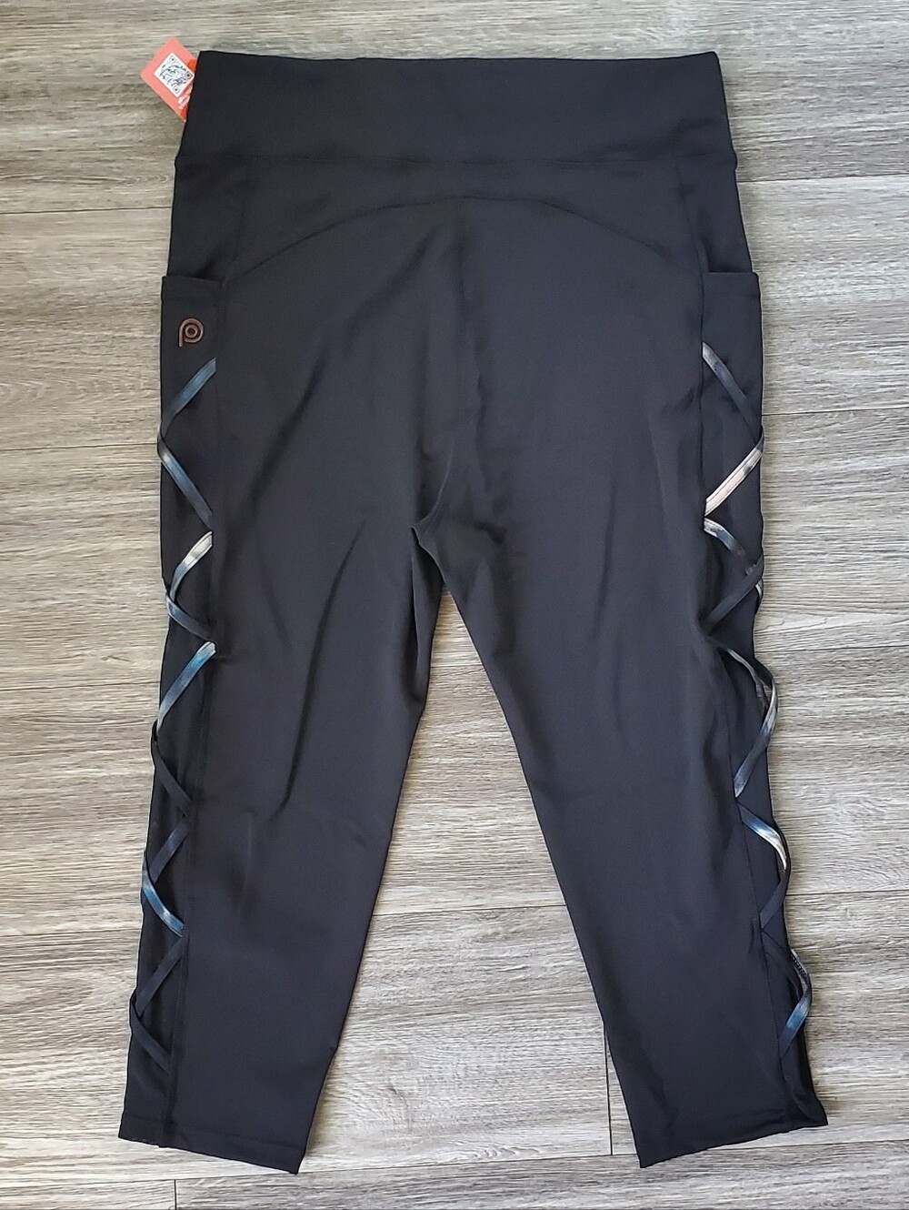 NWT POP Fit "Dial Up" Black Mesh Detail High-Waist Leggings with Pockets 2XL - Picture 7 of 8
